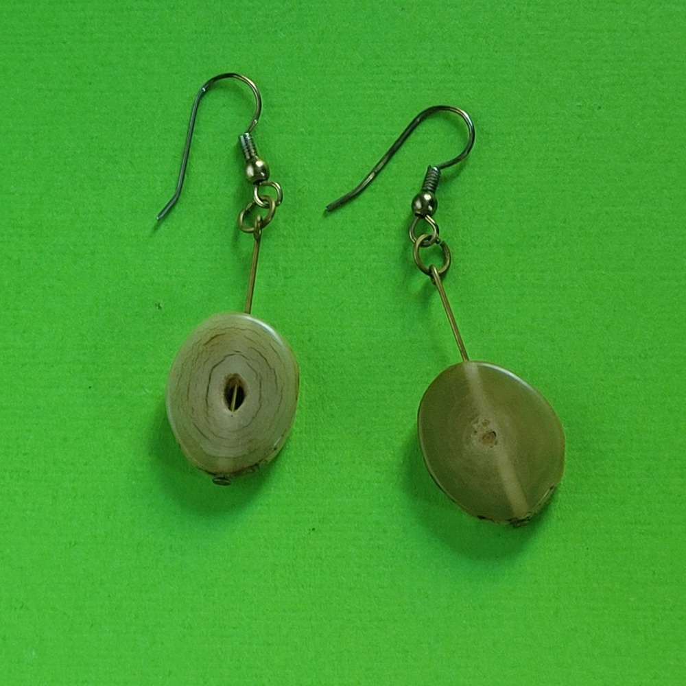 Vintage fossilized wood dangle earrings earthy boho fairy witchy grunge nature